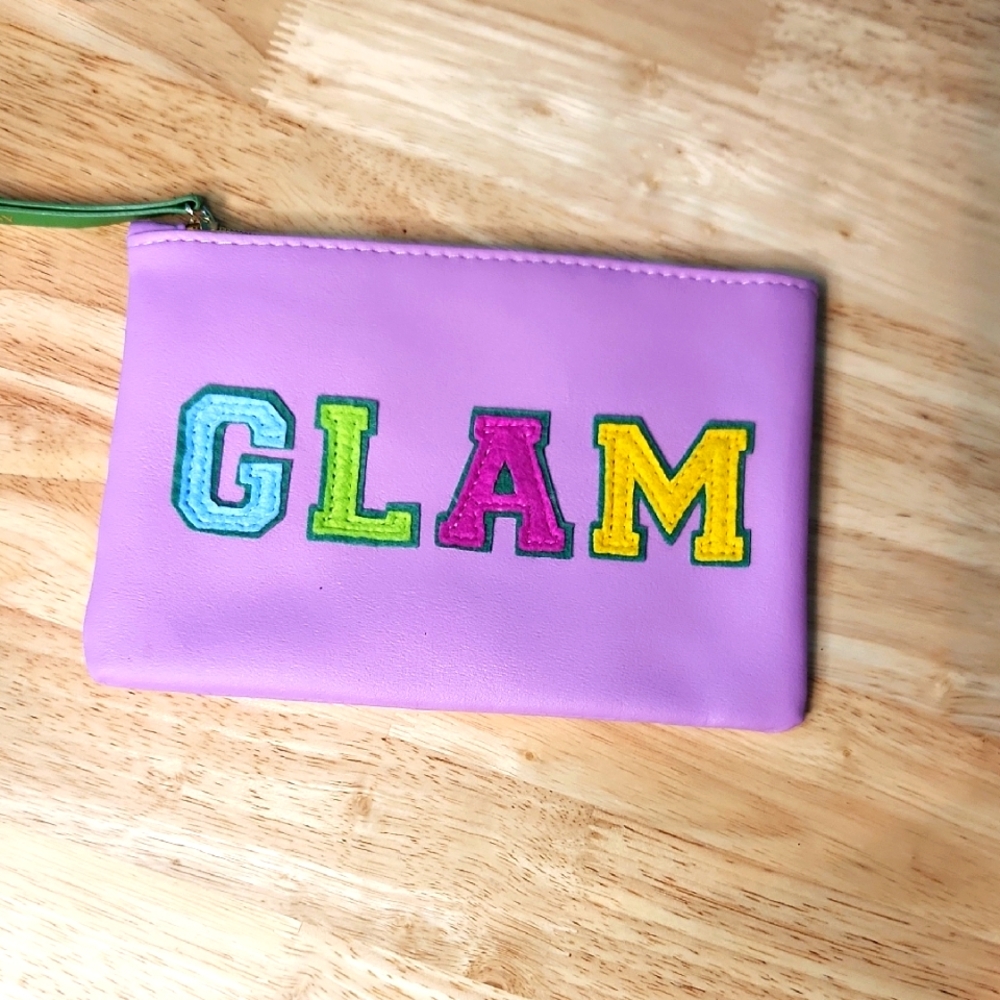 Ipsy Lavender Clutch Pouch with Colorful GLAM Lettering